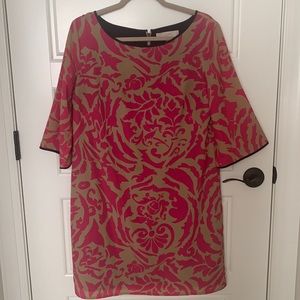 Loft pink and tan shift dress